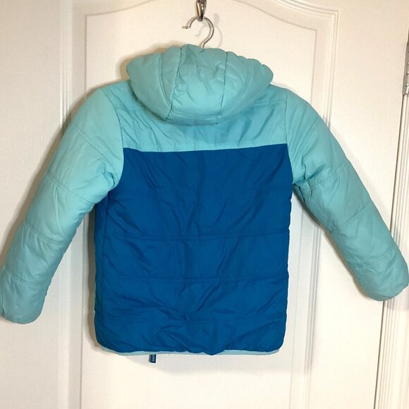 Eddie Bauer Girls Boys Kids Reversible Blue Hooded Puffer Coat Jacket Size S/P 6 - Picture 4 of 11